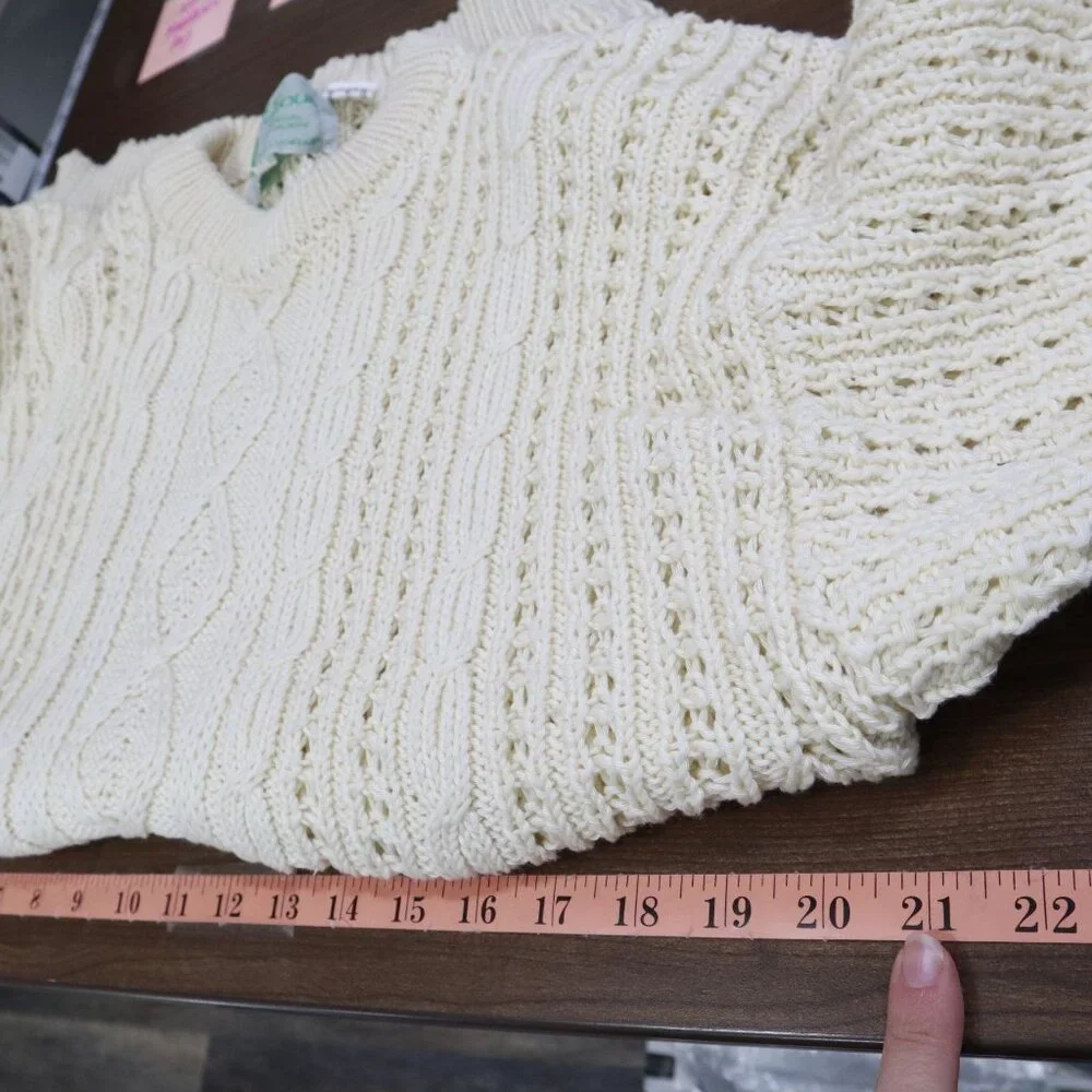 Mairtin Standun Cable Knit Sweater Unisex L Cream Fisherman Scandinavian Rustic‎
